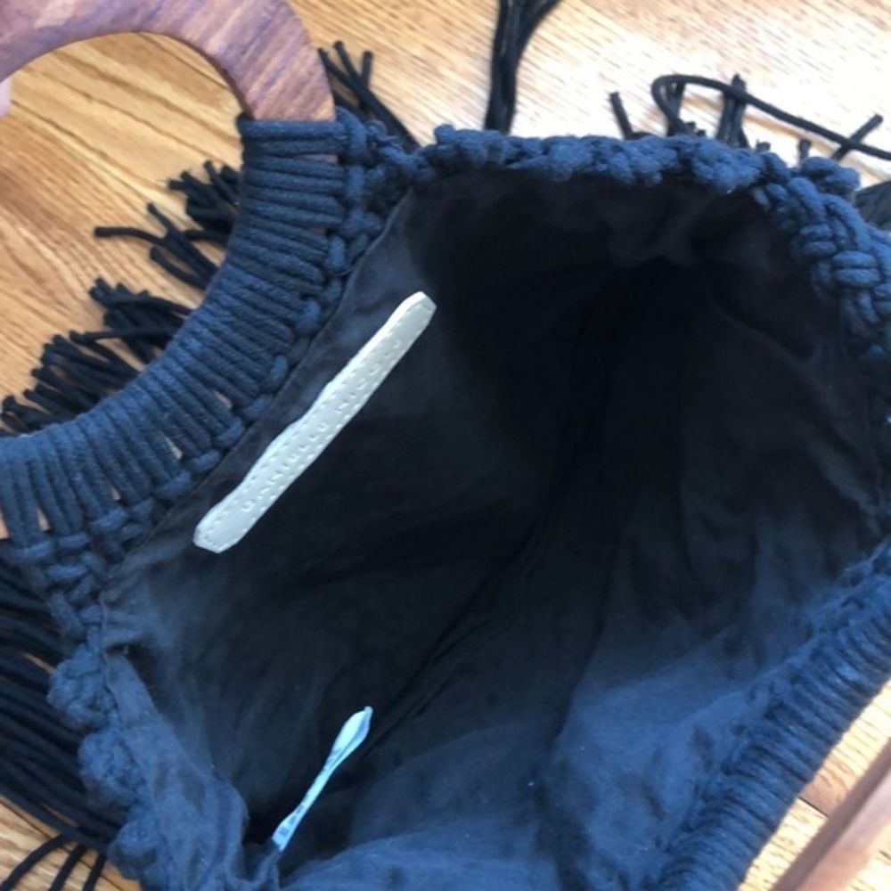 Danielle Nicole Black Fringed Macrame Boho Bag - image 4